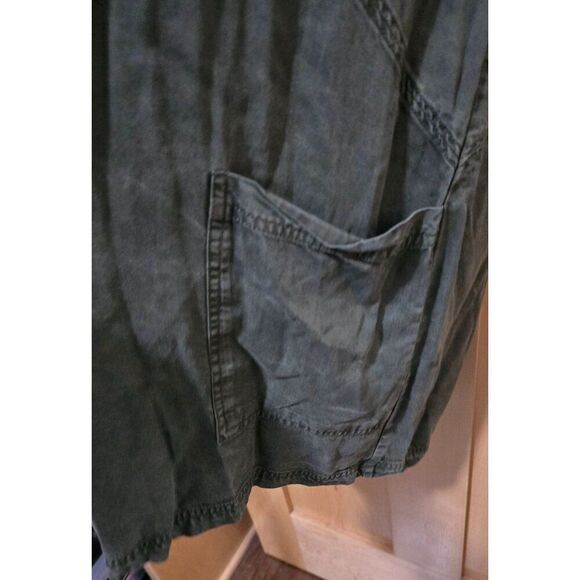 Abercrombie & Fitch Olive Green Distressed Strappy Pocket Dress L - Picture 3 of 6